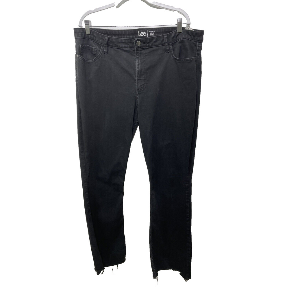 Lee Jeans Black Women 20 L Regular Fit Mid-rise Boot Cut Denim Raw Hem Goth Punk
